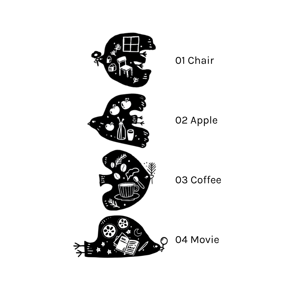 Kurukynki NONCHALANT Rubber Stamp - Bird (4 options)