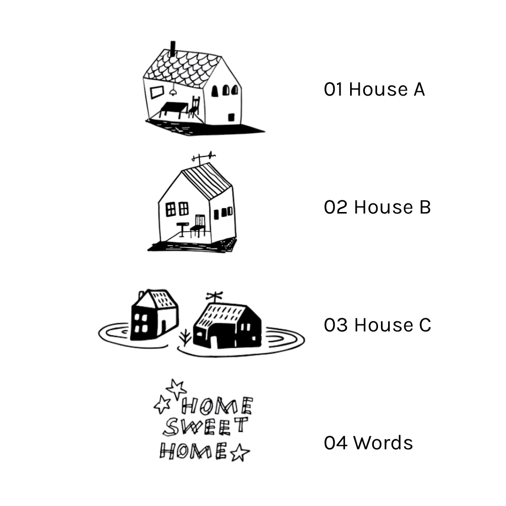 Kurukynki NONCHALANT Rubber Stamp - Home Sweet Home (4 options)