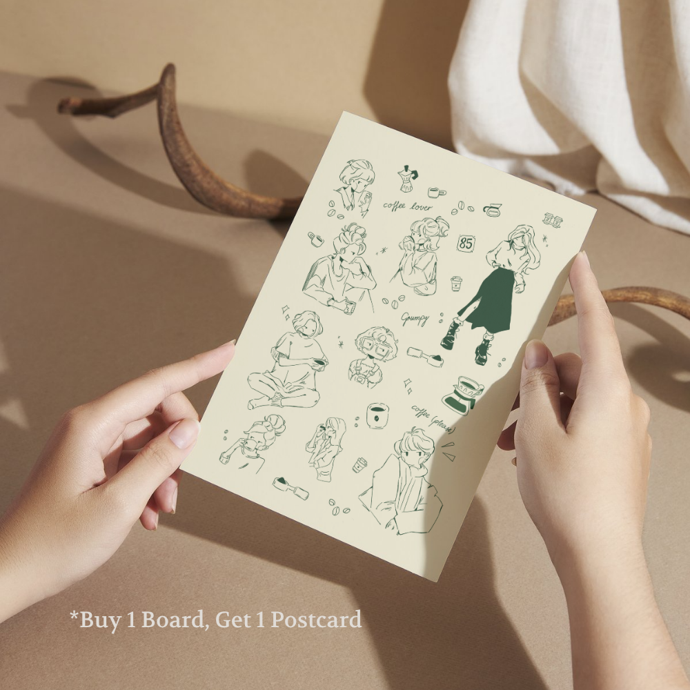 85 Rue Tranquille x thanh.illustrates Gumpy Girl Postcard - Coffee Edition