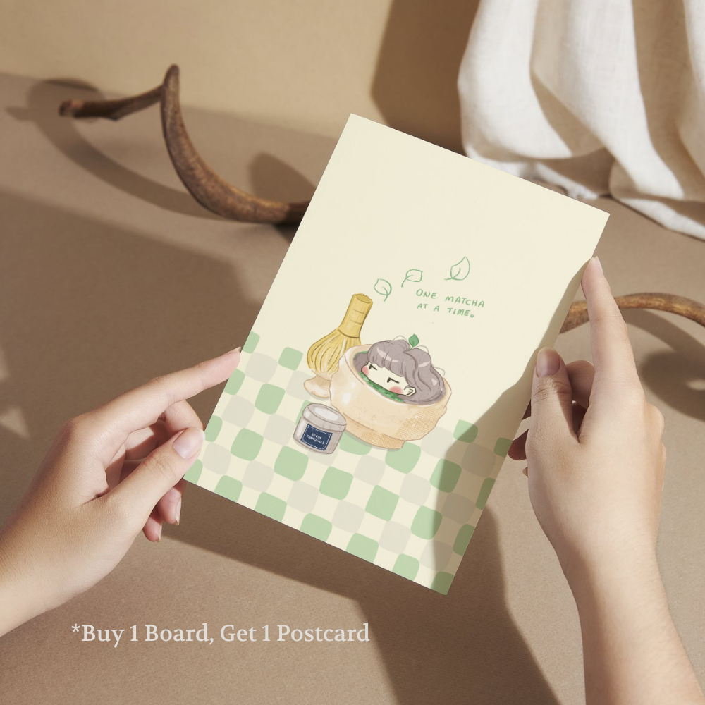 85 Rue Tranquille x thanh.illustrates Gumpy Girl Postcard - Matcha Edition