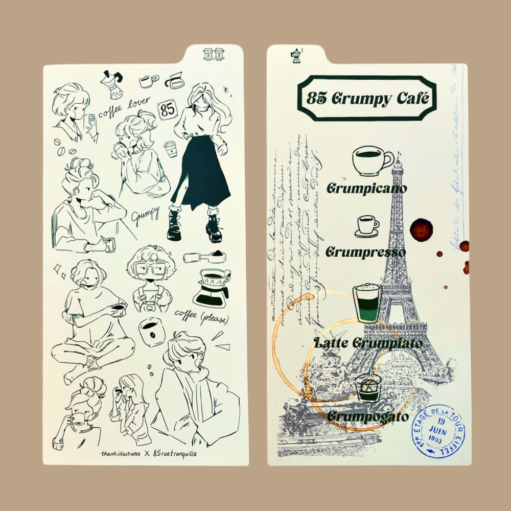 85 Rue Tranquille x thanh.illustrates Gumpy Girl Writing Mat - Coffee Edition (TN Regular Size)