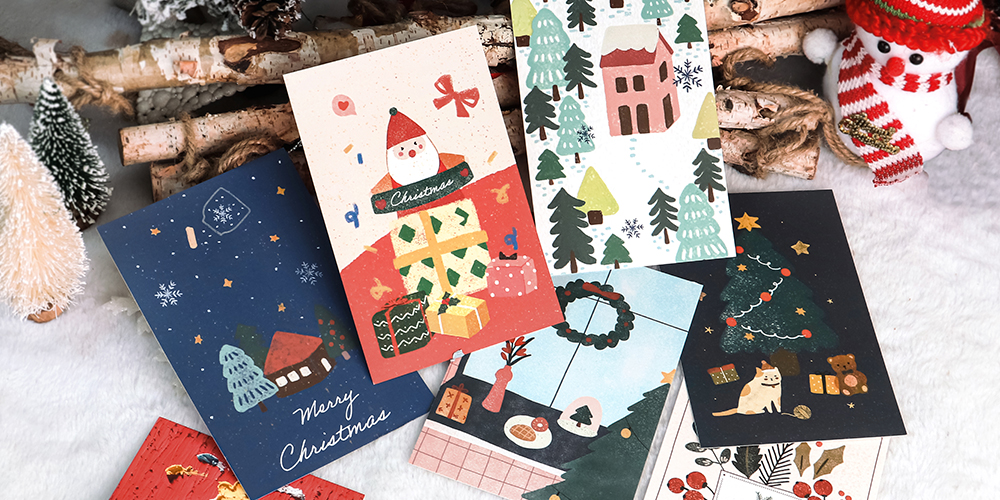 BGM Christmas Postcard Set - Blue