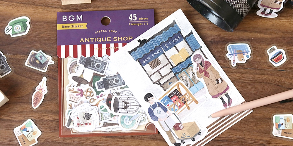 BGM Linen Paper Sticker Set - Antique Shop