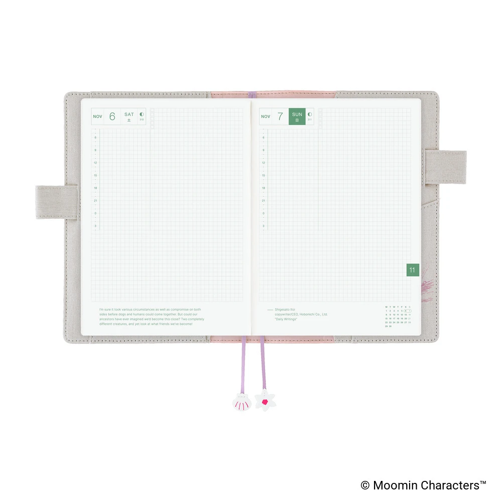 Hobonichi Techo A5 Cousin Cover - Moomin: My Yard (Pink Gray)