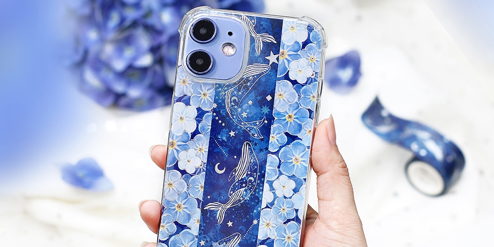 BGM Washi Tape - Blue Flowers (2cm)