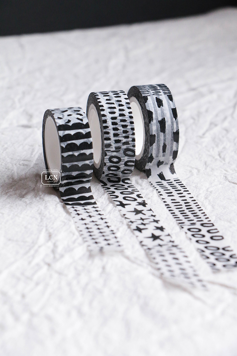 Lin Chia Ning Washi Tape - Hand-Drawn Patterns (1.5cm)