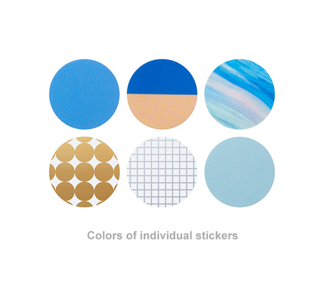 KING JIM Coffret Cosmetic Motif Film Sticker - Circle Horizon Blue