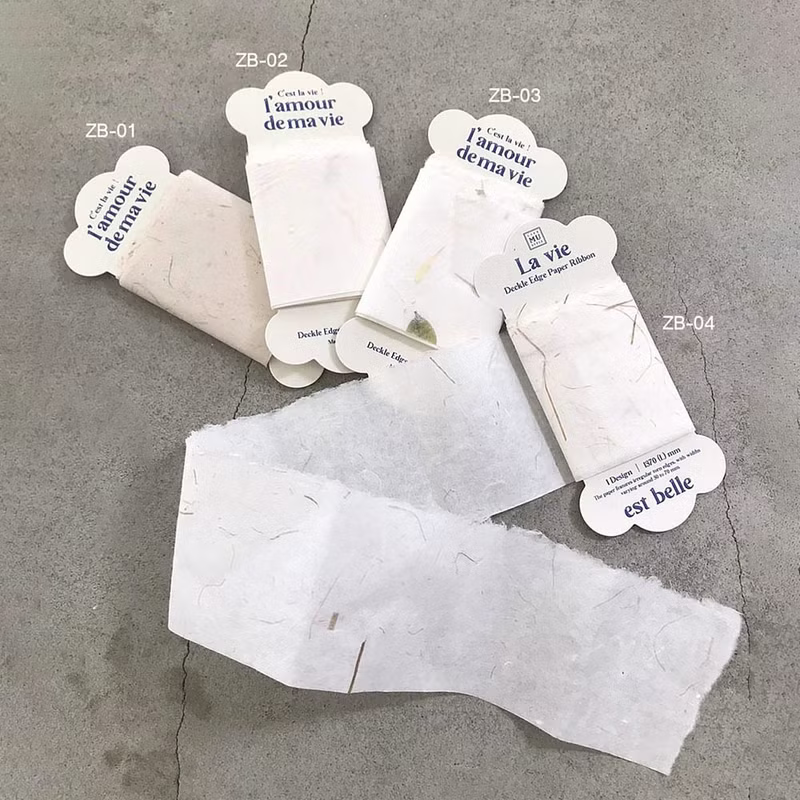 MU Deckle Edge Paper Ribbon 04 - White Tea