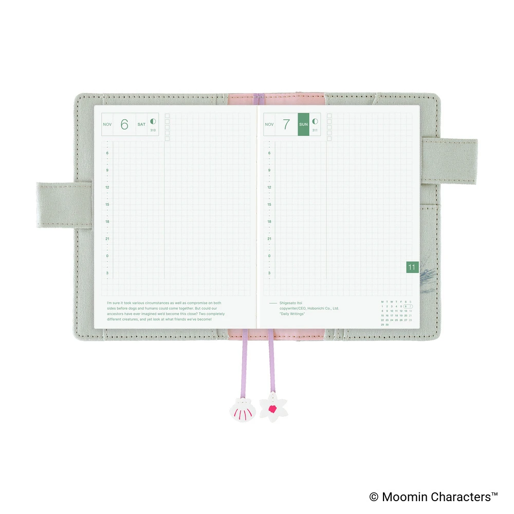 Hobonichi Techo A6 Original Cover - Moomin: My Yard (Pale Mint)