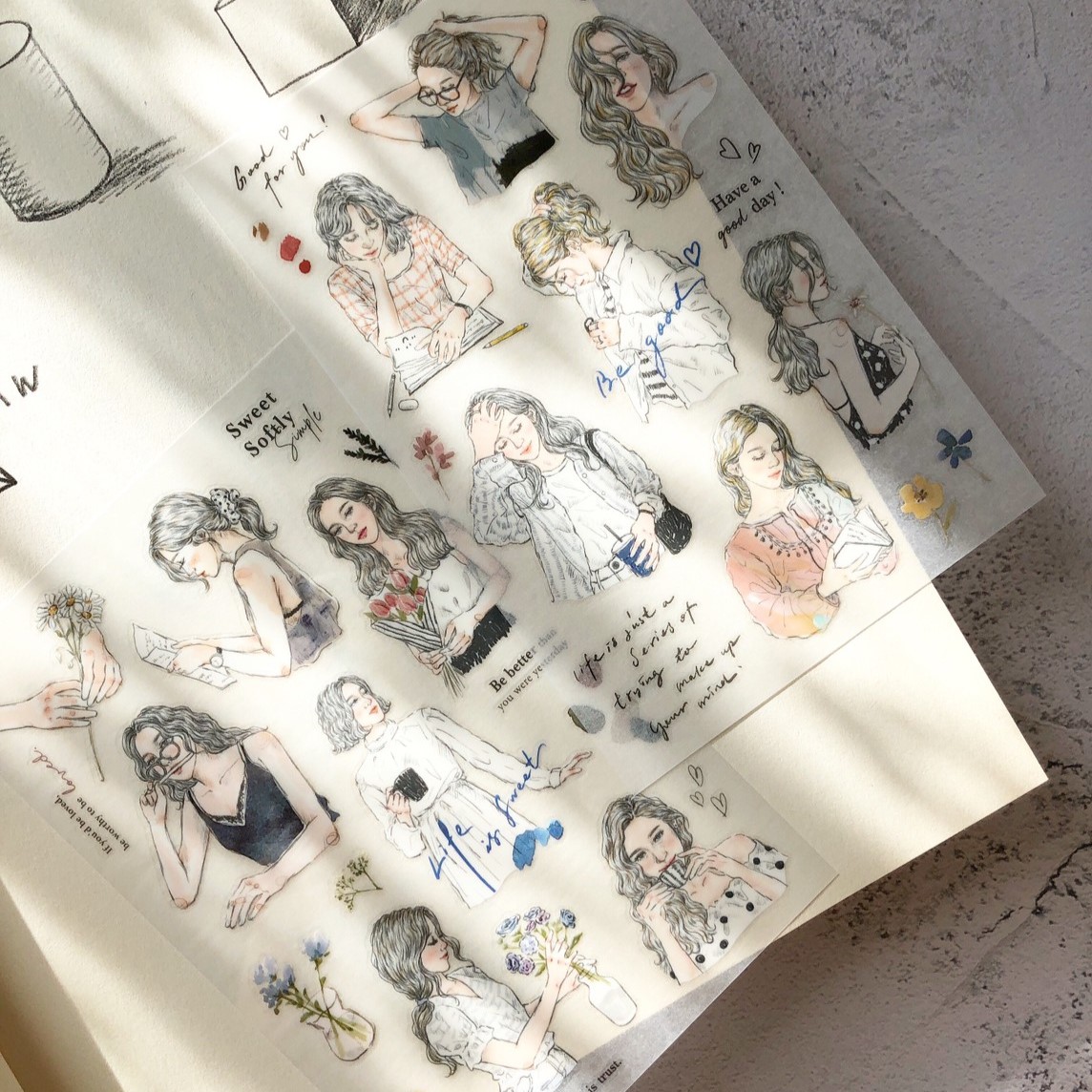 Pion Transfer Sticker Set - Sketch Girl (2 sheets)