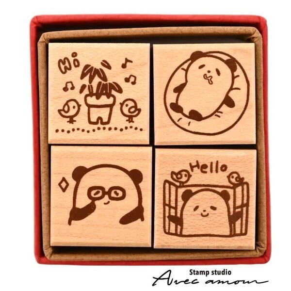 SANBY x Avec Amour Petit Stamp Set - Panda Hello