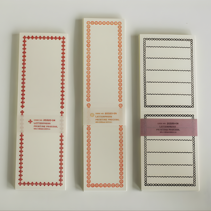 Classiky Letterpress Folded Memo Card Set (3 colours)