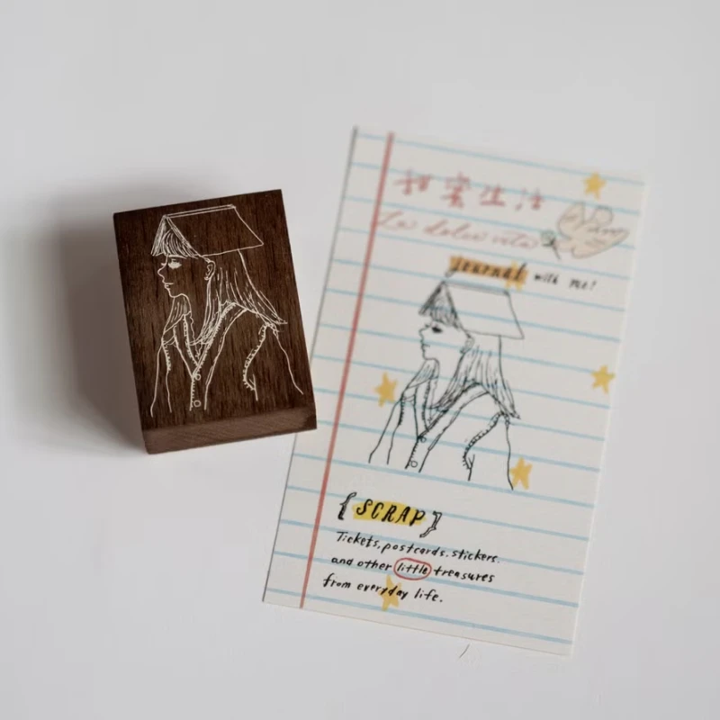 La Dolce Vita Rubber Stamp - Girl at the Library