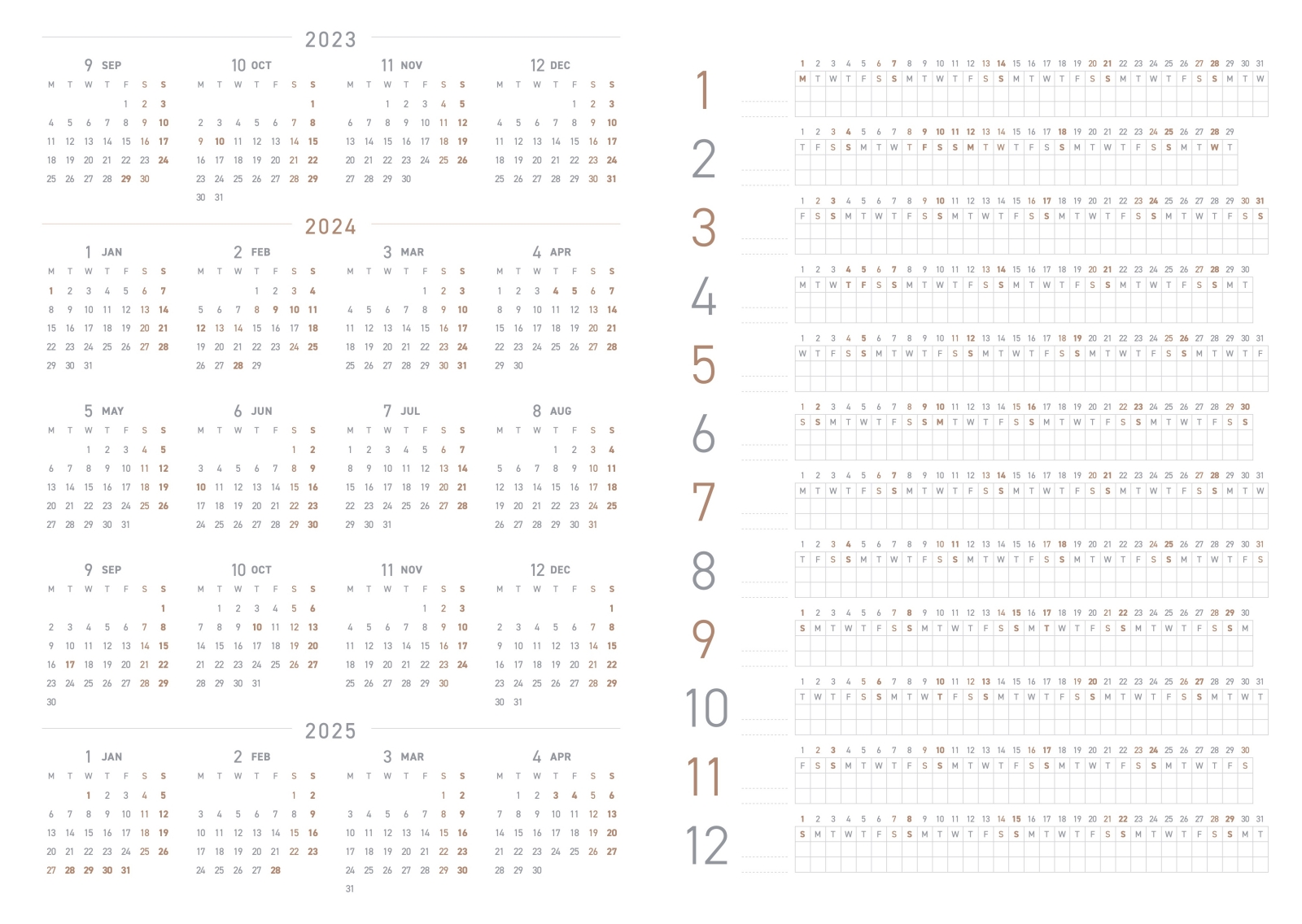 TAKE A NOTE 2024 Mini Planner A6 - Yearly Calendar