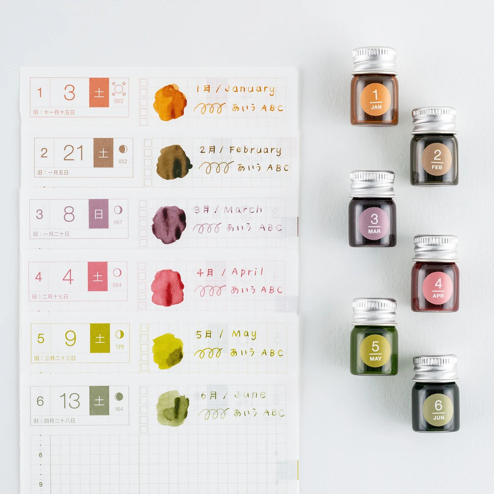 Kakimori x TSUKI no IRO Mini Ink Bottle Set - Jan-Jun