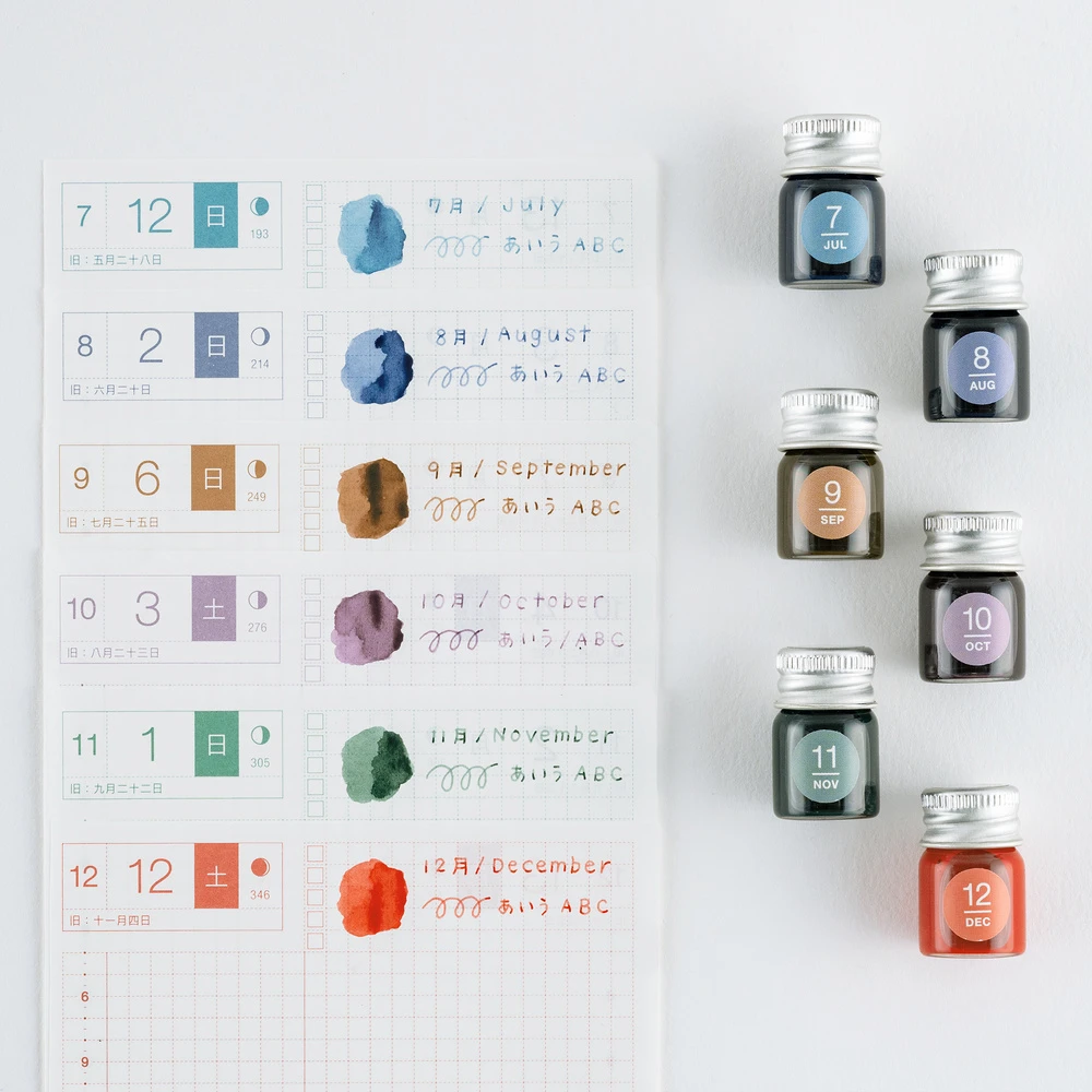 Kakimori x TSUKI no IRO Mini Ink Bottle Set - Jul-Dec