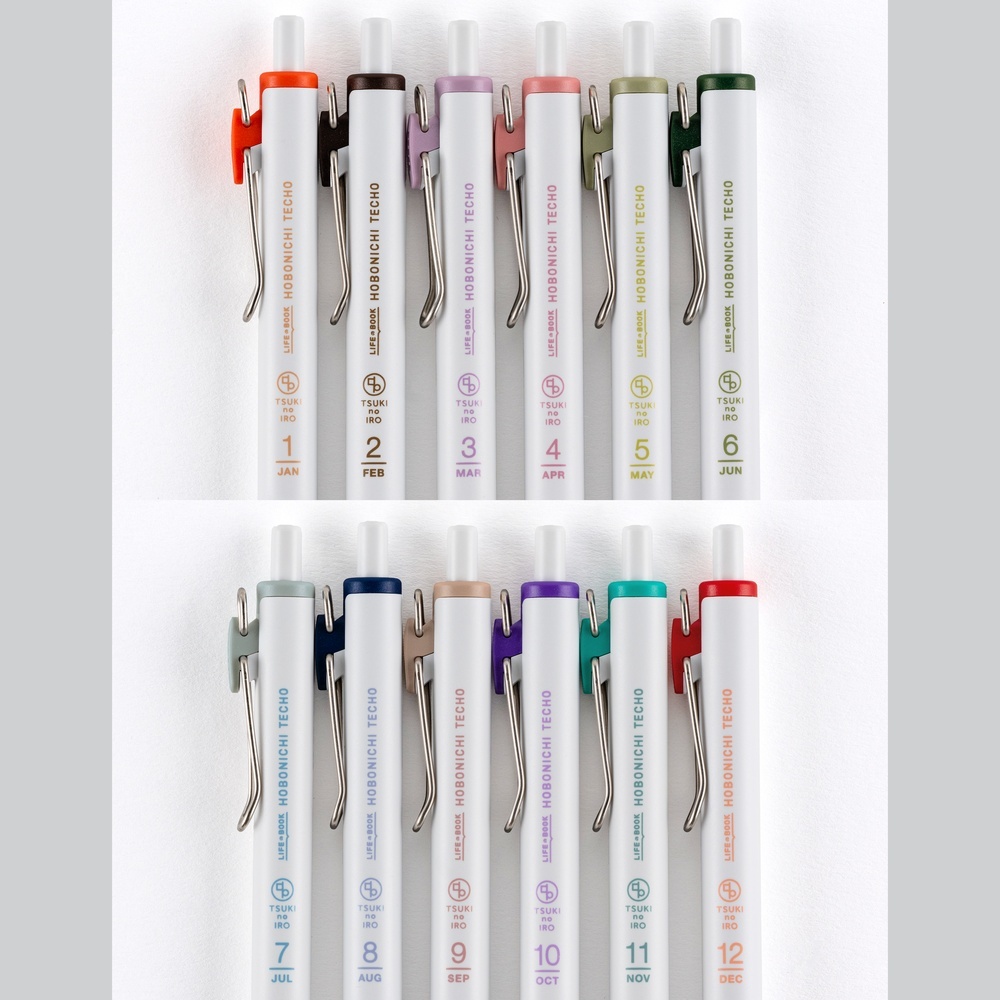 Hobonichi x TSUKI no IRO Uniball One 0.38 - Jan-June Set with Case