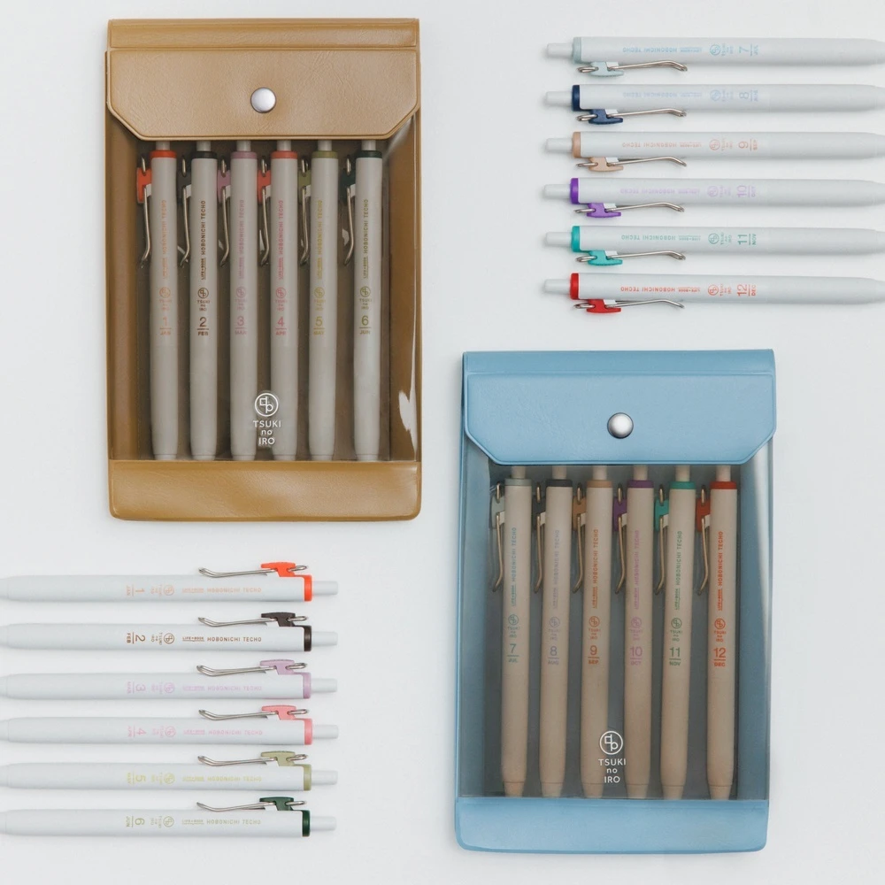 Hobonichi x TSUKI no IRO Uniball One 0.38 - Jan-June Set with Case