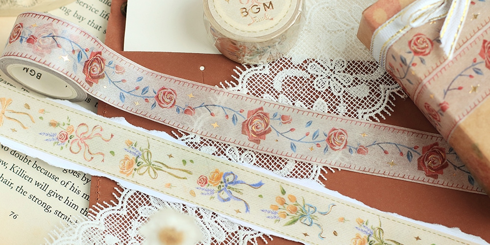 BGM Embroidery Ribbon Washi Tape - Rose (2cm)