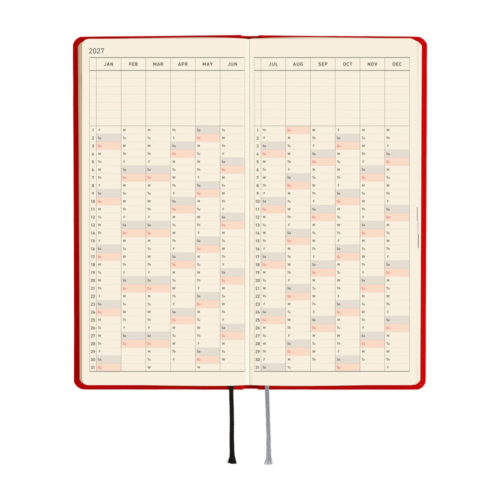 Hobonichi Techo 2027 Weeks - Colors: Poppy Red