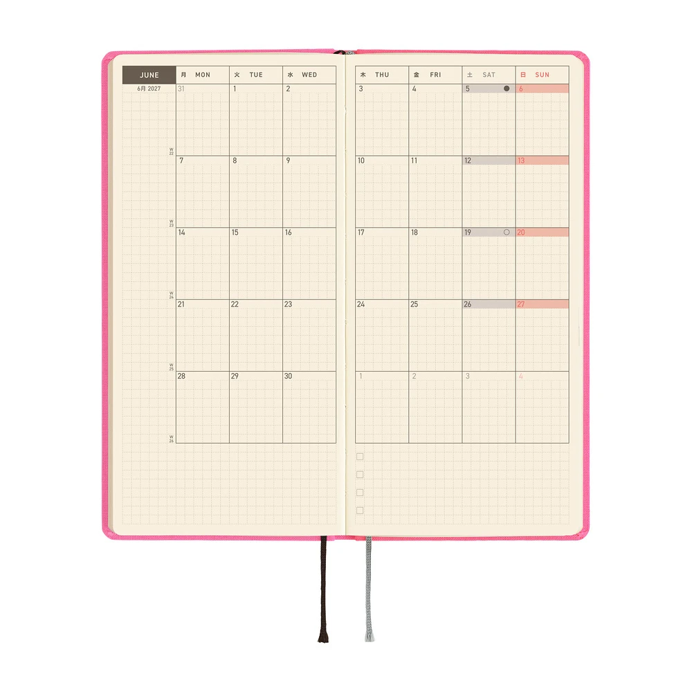 Hobonichi Techo 2027 Weeks - Colors: Pink Sapphire