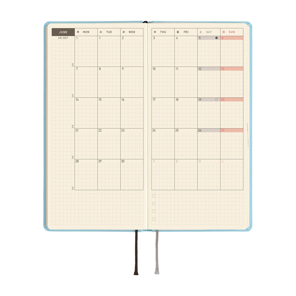 Hobonichi Techo 2027 Weeks - Colors: Sea Glass