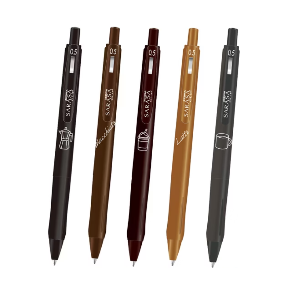 Zebra Sarasa Clip 0.5 Gel Pen Set - Study with Coffee Limited Edition (5 Colours)