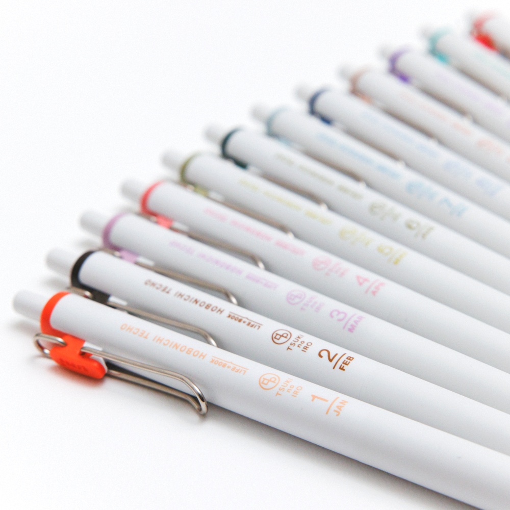 Hobonichi x TSUKI no IRO Uniball One 0.38 - Jan-June Set with Case