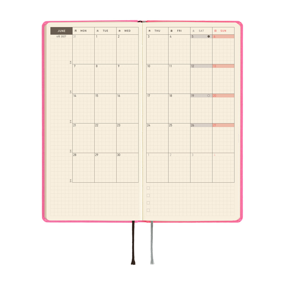 Hobonichi Techo 2027 Weeks Mega - Colors: Pink Sapphire