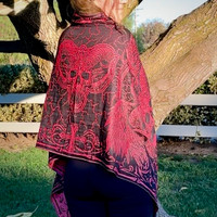 Solid Nightmares Pashmina — Red & Black
