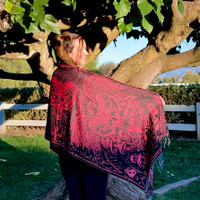 Solid Nightmares Pashmina — Red & Black