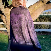 Solid Nightmares Pashmina — Purple & Black