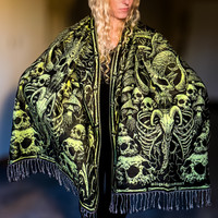 Solid Nightmares Pashmina — Green & Black