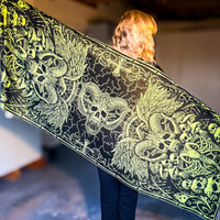 Solid Nightmares Pashmina — Green & Black