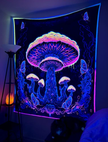 The Great Shroom Large UV Reactive Tapestry