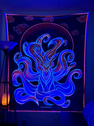 Nine Tails Large UV Reactive Tapestry