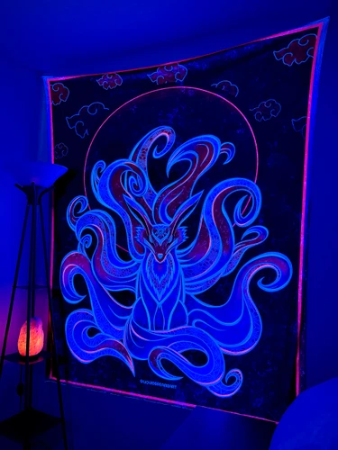 Nine Tails Large UV Reactive Tapestry