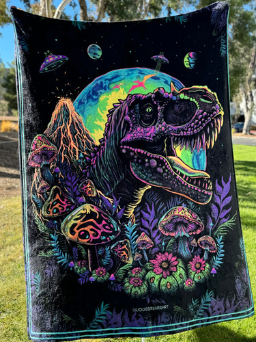 Solid Nightmares and Jurassic Double Sided Blanket