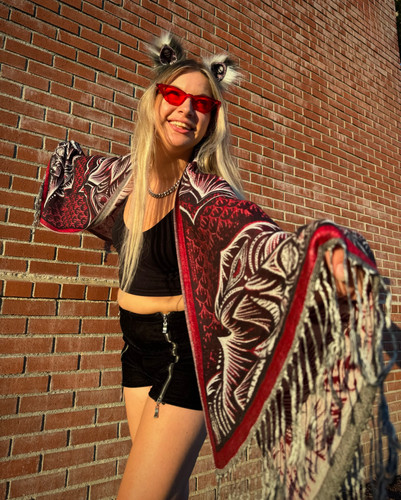 Gothic Mandala Pashmina — Red & Black