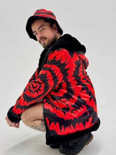 Hypnotic Red Reversible Faux Fur Jacket