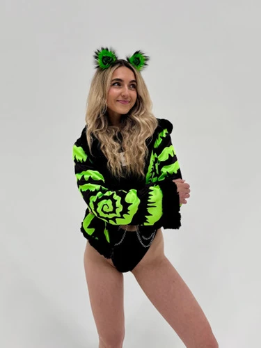 Hypnotic Green Reversible Faux Fur Jacket