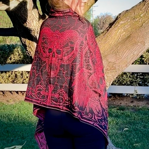 Solid Nightmares Pashmina — Red & Black