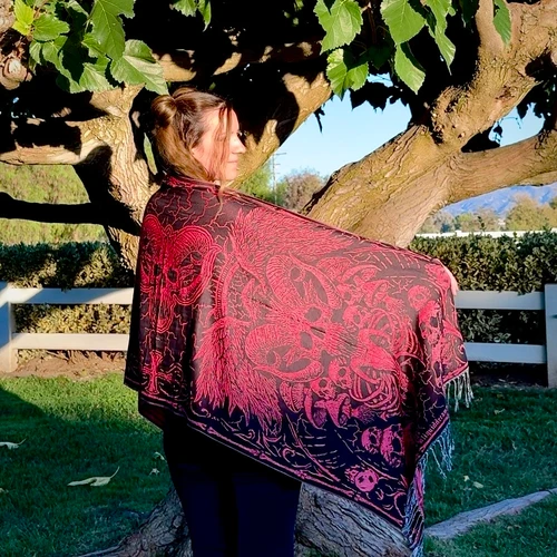 Solid Nightmares Pashmina — Red & Black