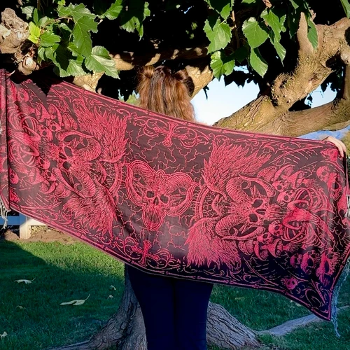 Solid Nightmares Pashmina — Red & Black