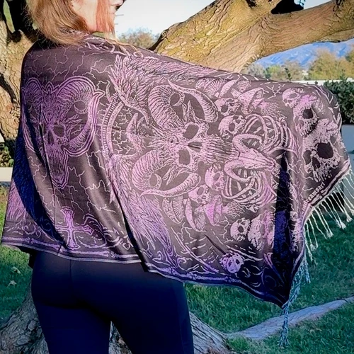 Solid Nightmares Pashmina — Purple & Black