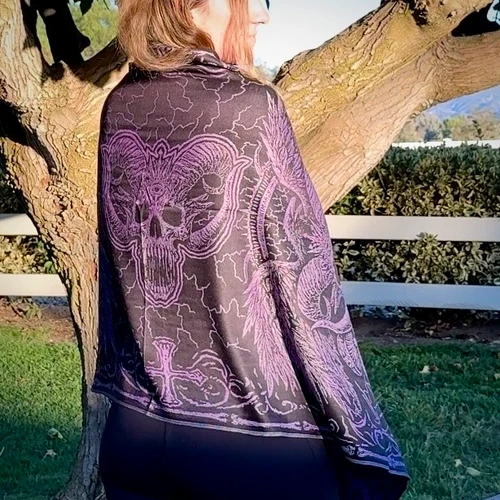 Solid Nightmares Pashmina — Purple & Black