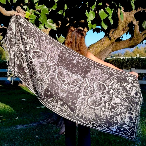 Solid Nightmares Pashmina — White & Black