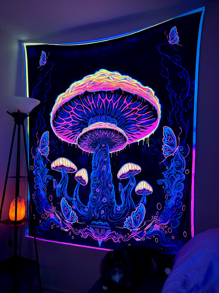 The Great Shroom Large UV Reactive Tapestry