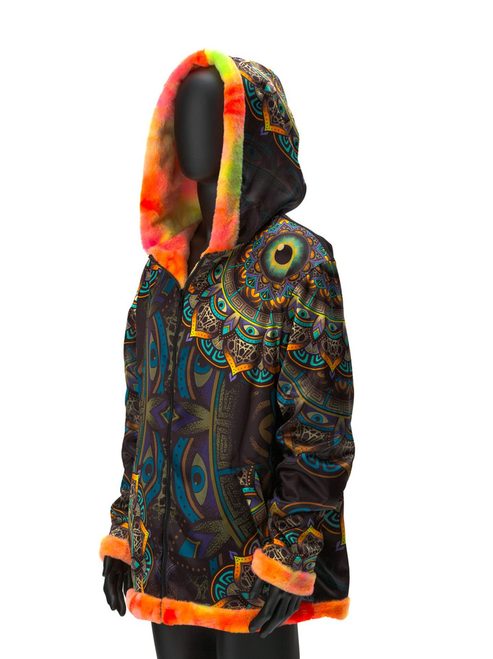 Wildcat Mandala Reversible Faux Fur Jacket