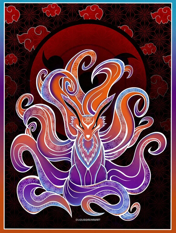 Nine Tails Large UV Reactive Tapestry